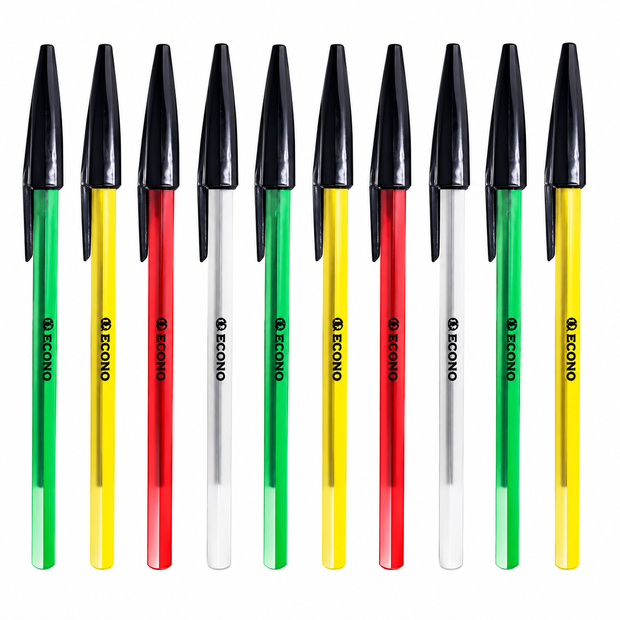 Classic ECONO ballpoint pens in yellow, white and blue colours